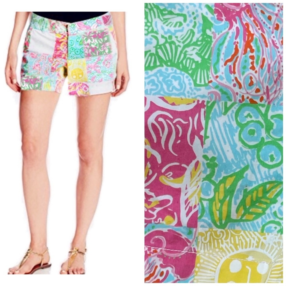 Lilly Pulitzer Resort Multi State Patch Twill Callahan Shorts Size 00 EUC